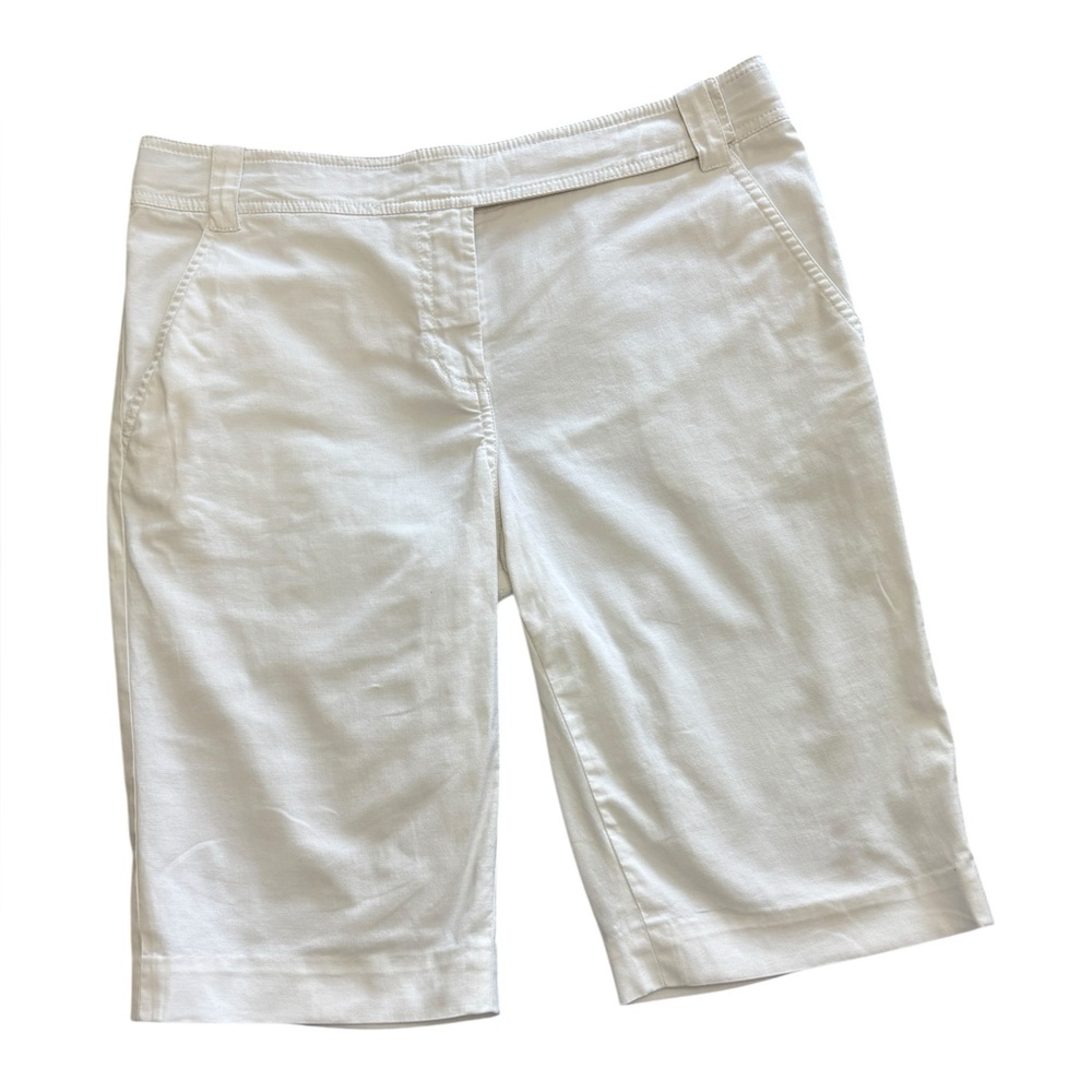 Tory Burch White Cotton Bermuda Shorts Sz 8  Stretch Classic Preppy Golf